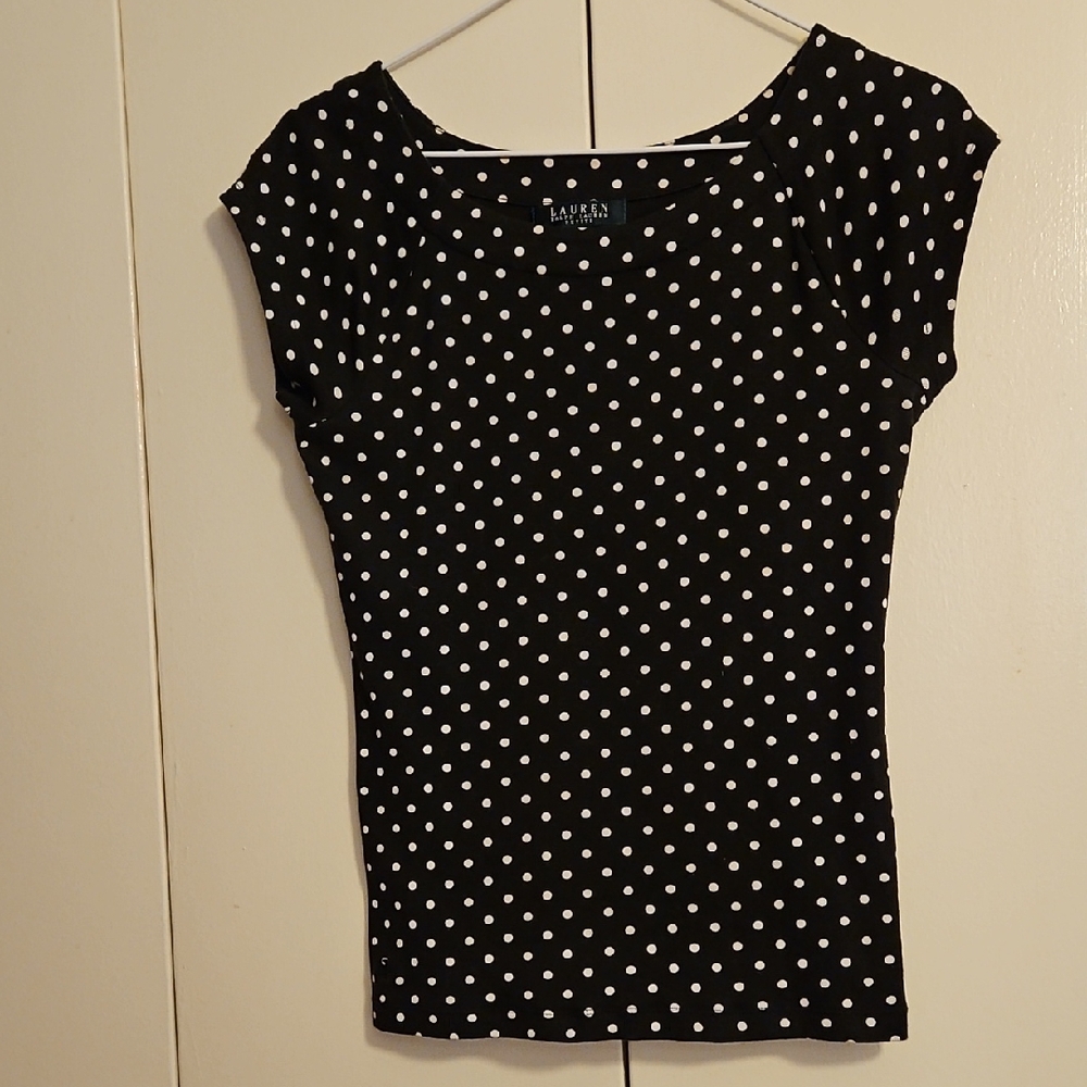 Lauren Ralph Lauren Black and White Polka Dot Blouse